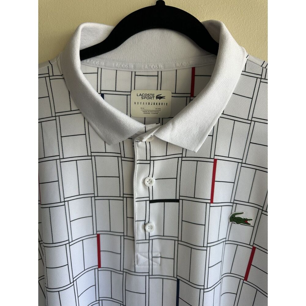 Lacoste Sport Novak Djokovic Tennis Polo Shirt 4XL Court Print Ultra Dry DH8141